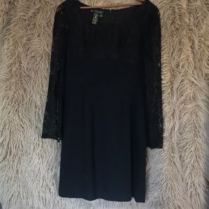 Black wool and lace Episode lined dress. 8